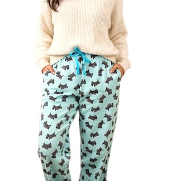 Aqua blue cotton flannel Scottie dog lounge pants pyjama pants XXL / 20 - Picture 2 of 14